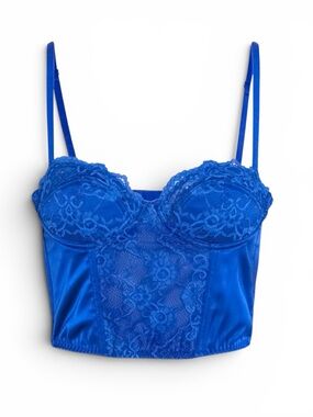 BDG Urban Outfitters Ava Satin Lace Corset Top Royal Blue Size S